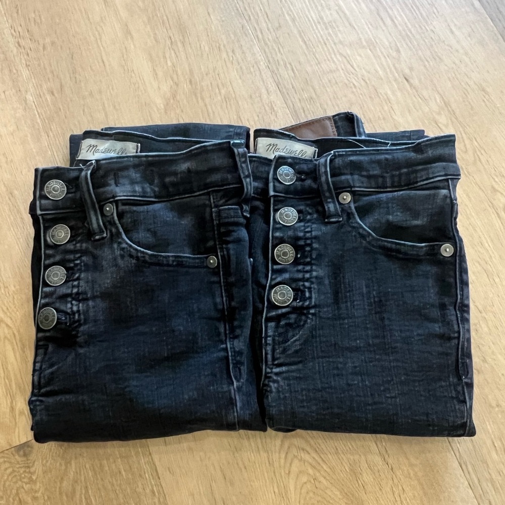 Madewell 9” High Rise Skinny Jeans (2 pairs) - Washed Black, Size 24